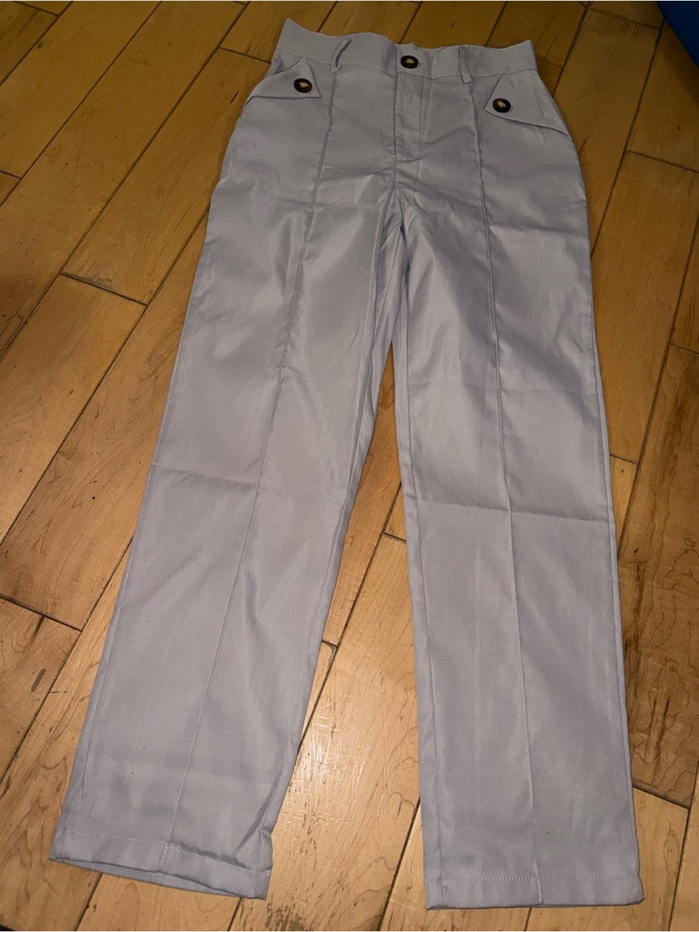 High-Rise Straight-Leg women’s  Pants in Light Gray